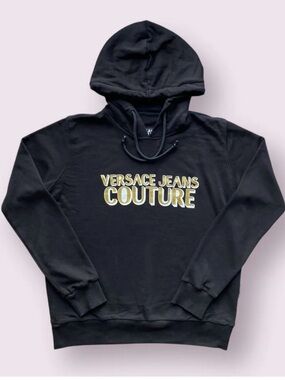 Versace Jeans Collection Black Hoodie with Gold Logo